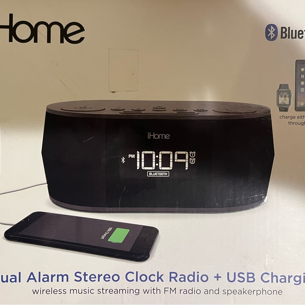 iHome Black Bluetooth Stereo Clock Radio